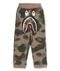 A BATHING APE BAPE KIDS LAYERED LINE CAMO SHARK SWEATPANTS GLOW IN THE DARK