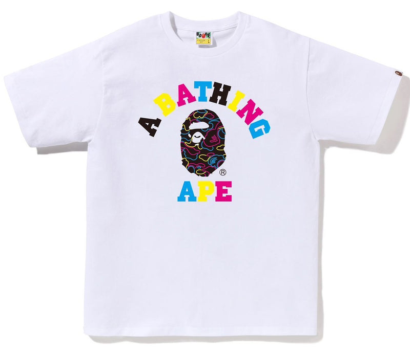 A BATHING APE NEON CAMO COLLEGE TEE