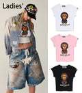 A BATHING APE Ladies' BABY MILO CRYSTAL STONE CROPPED TEE