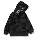 A BATHING APE BAPE KIDS LAYERED LINE CAMO SHARK ZIP HOODIE ( KIDS & JUNIOR ) GLOW IN THE DARK