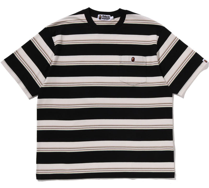 A BATHING APE STRIPE ONE POINT RELAXED FIT POCKET TEE