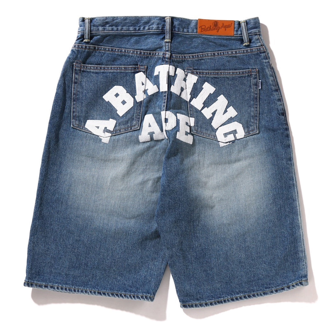 A BATHING APE COLLEGE DENIM SHORTS – happyjagabee store