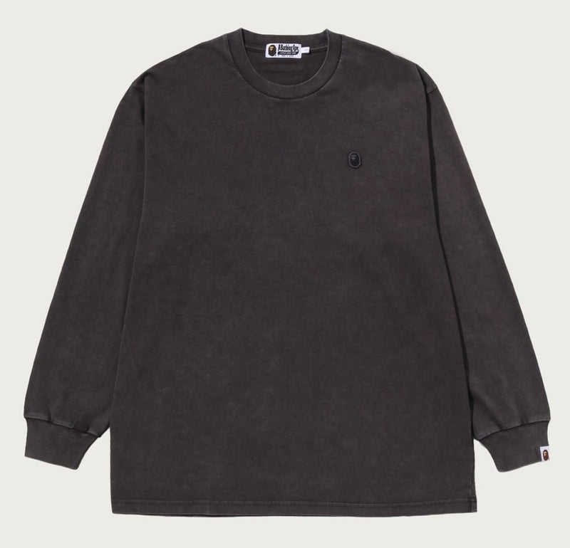 A BATHING APE GARMENT DYED ONE POINT RELAXED FIT LS TEE