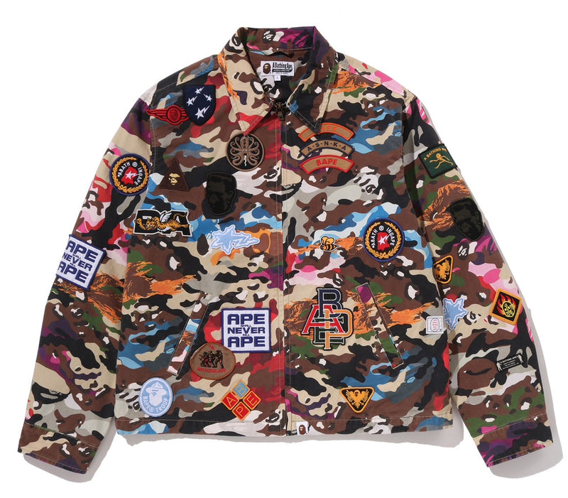 A BATHING APE HYBRID CAMO MULTI BADGE JACKET