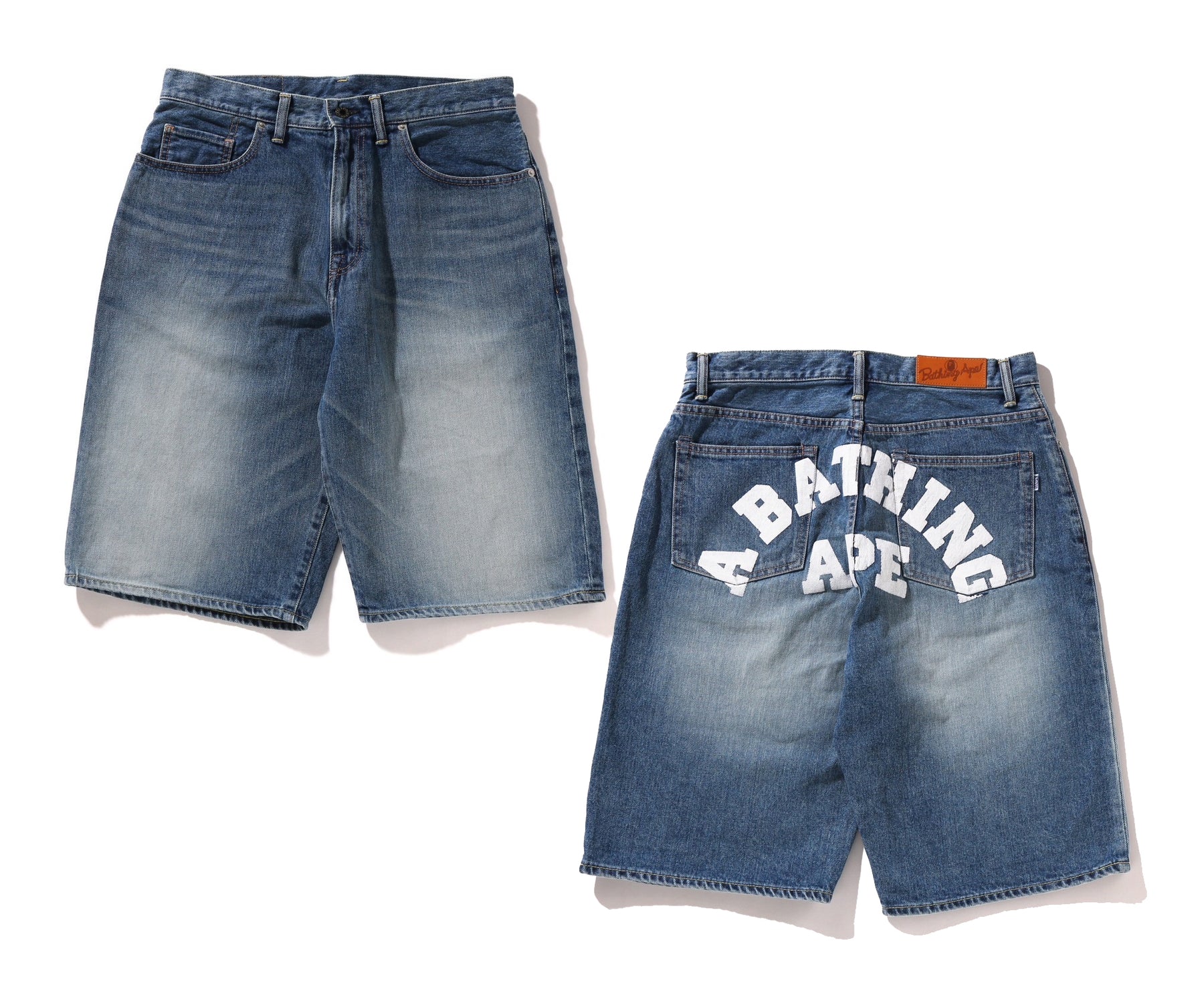 A BATHING APE COLLEGE DENIM SHORTS – happyjagabee store