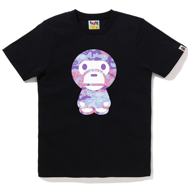 A BATHING APE Ladies' MULTI PIXEL CAMO BIG BABY MILO TEE - happyjagabee store