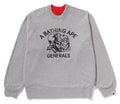 A BATHING APE BAPE LOGO REVERSIBLE LOOSE FIT CREWNECK SWEAT SHIRT