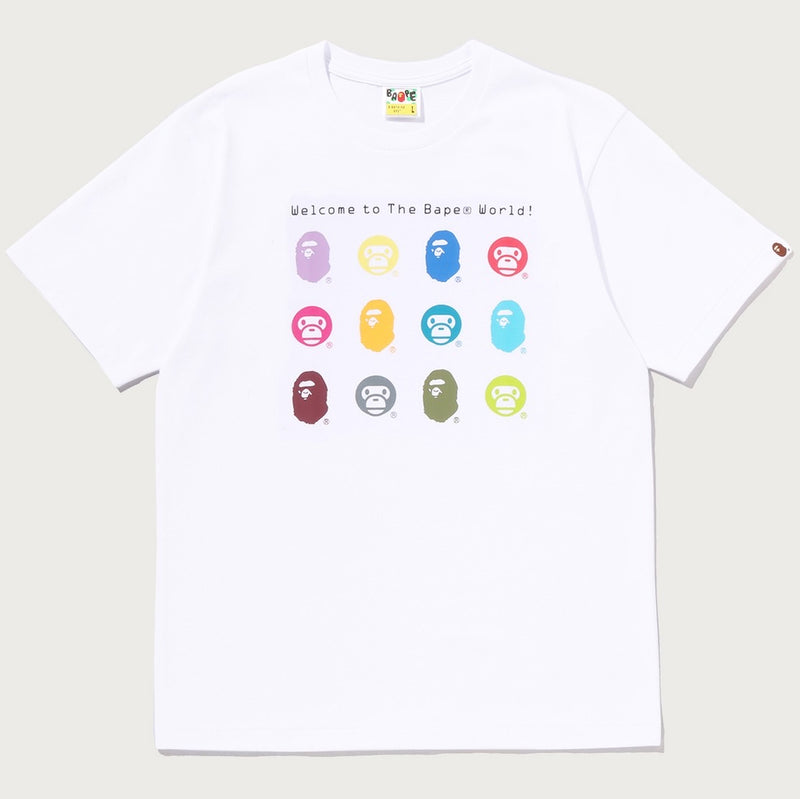 A BATHING APE BAPE WORLD MULTI LOGO TEE
