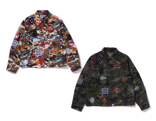 A BATHING APE HYBRID CAMO MULTI BADGE JACKET