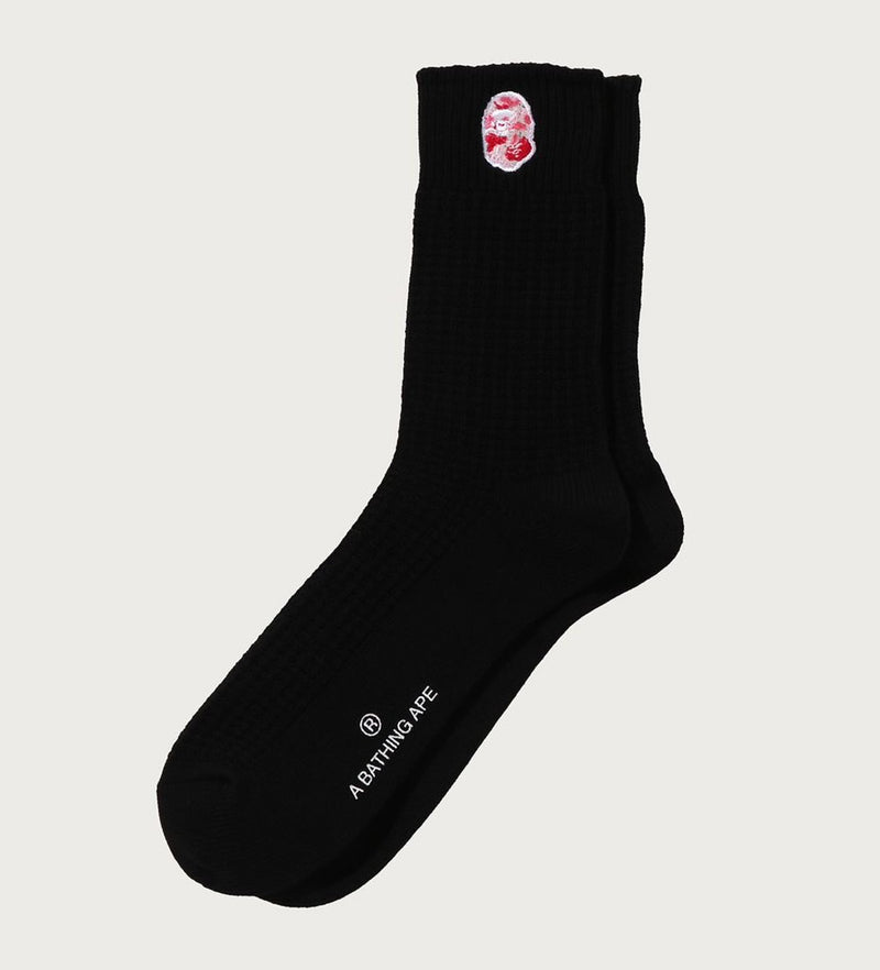A BATHING APE COTTON WAFFLE CREW SOCKS