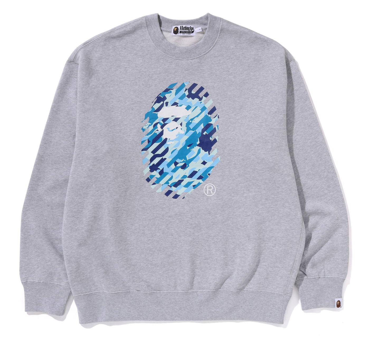 A BATHING APE ABC CAMO APE HEAD RELAXED FIT CREWNECK SWEAT SHIRT 