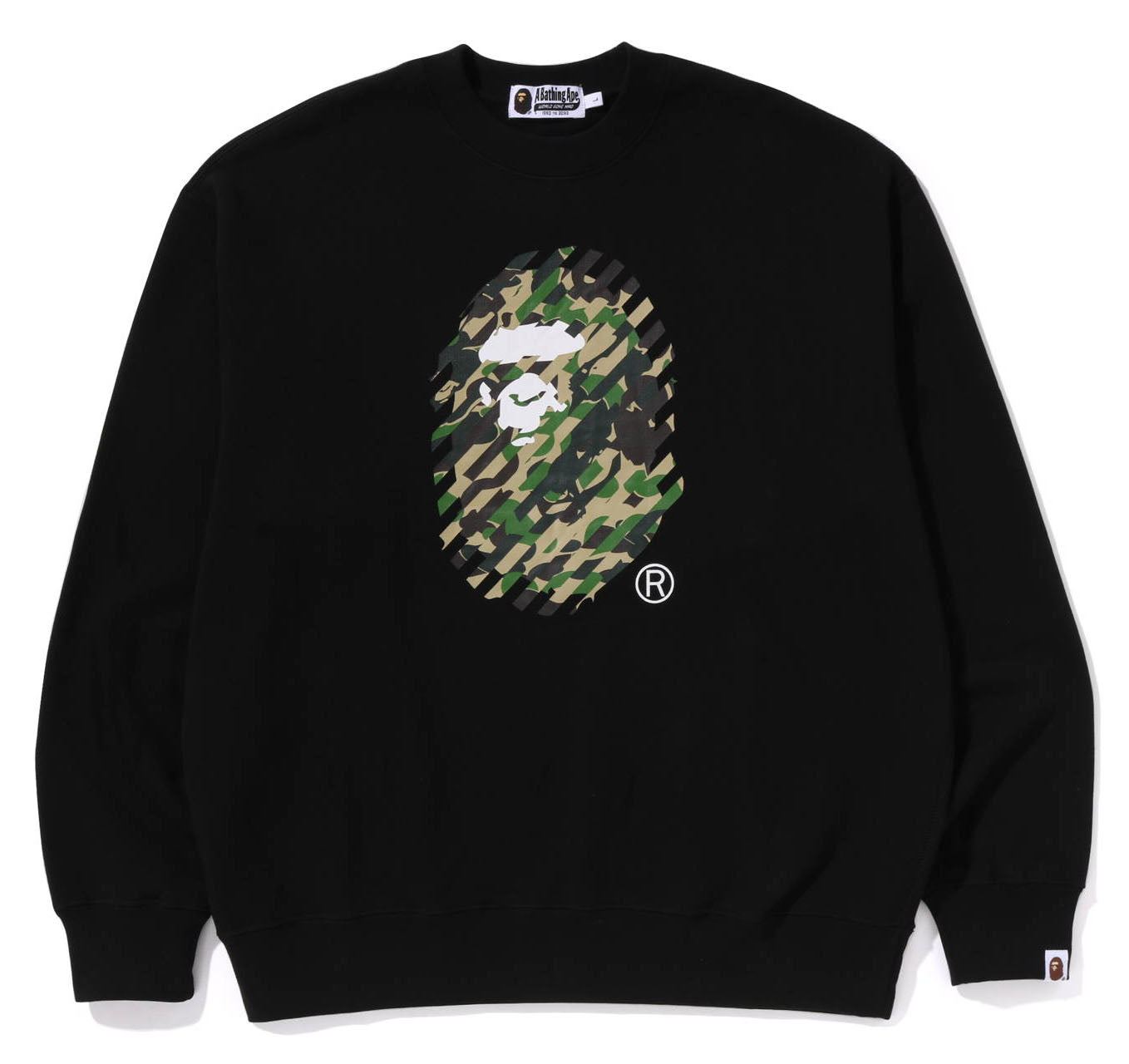 A BATHING APE ABC CAMO APE HEAD RELAXED FIT CREWNECK SWEAT SHIRT 