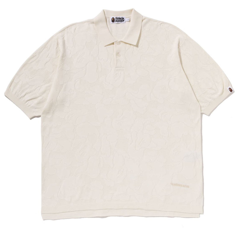 A BATHING APE SOLID CAMO JACQUARD RELAXED FIT POLO SHIRT