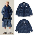 A BATHING APE JAPANESE INDIGO ART CAMO JUNGLE FATIQUE KIMONO