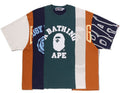 A BATHING APE UPCYCLED MULTI LOGO CROPPED FIT TEE