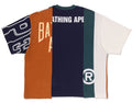 A BATHING APE UPCYCLED MULTI LOGO CROPPED FIT TEE