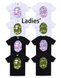 A BATHING APE Ladies' MULTI PIXEL CAMO BIG APE HEAD TEE