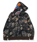 A BATHING APE TREE EDGE CAMO SHARK FULL ZIP HOODIE