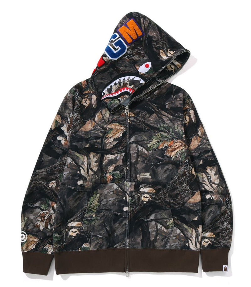 A BATHING APE TREE EDGE CAMO SHARK FULL ZIP HOODIE