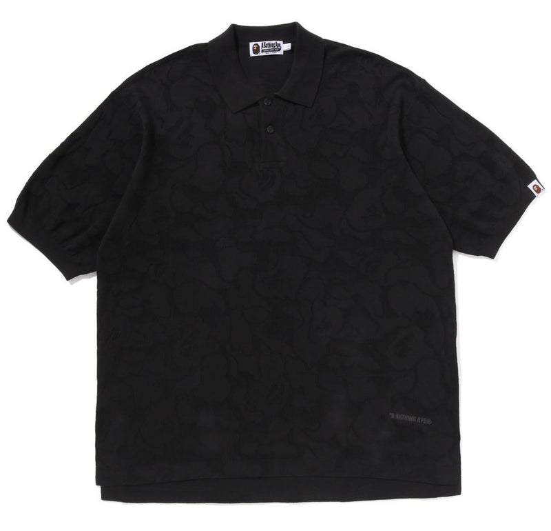 A BATHING APE SOLID CAMO JACQUARD RELAXED FIT POLO SHIRT