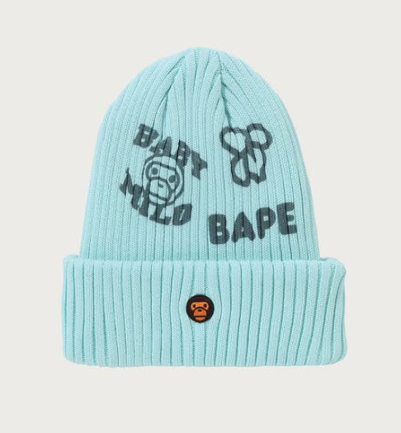 A BATHING APE BAPE KIDS BABY MILO MULTI PRINT KNIT CAP