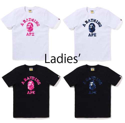 A BATHING APE Ladies' COLOR CAMO COLLEGE TEE