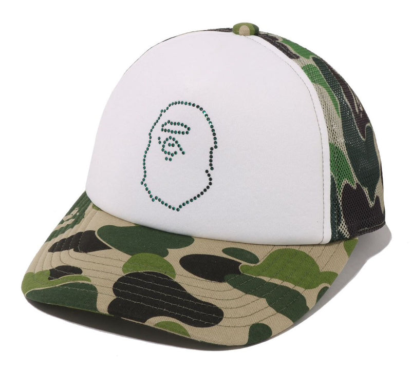 A BATHING APE Ladies' ABC CAMO CRYSTAL STONE MESH CAP