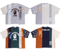 A BATHING APE UPCYCLED MULTI LOGO CROPPED FIT TEE