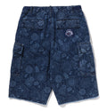 A BATHING APE JAPANESE INDIGO ART CAMO JUNGLE DENIM RELAXED FIT CARGO SHORTS
