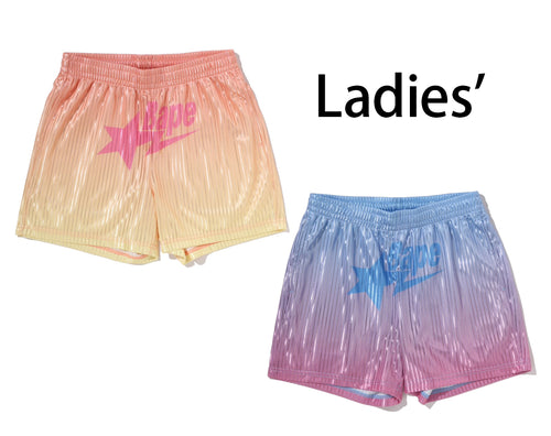 A BATHING APE Ladies' DIP DYE MULTI LOGO SHORTS