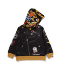 A BATHING APE BAPE KIDS LEATHER JACKET PRINT SHARK PULLOVER HOODIE