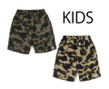 A BATHING APE BAPE KIDS 1ST CAMO ONE POINT BEACH SHORTS