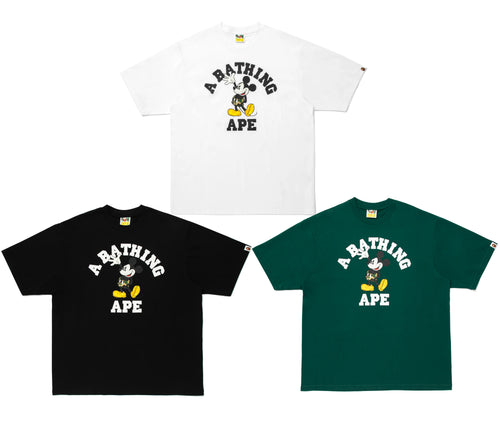 A BATHING APE BAPE x DISNEY MICKEY MOUSE COLLEGE RELAXED FIT TEE