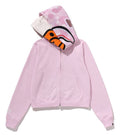 A BATHING APE Ladies' MILO SHARK CROPPED FULL ZIP DOUBLE HOODIE