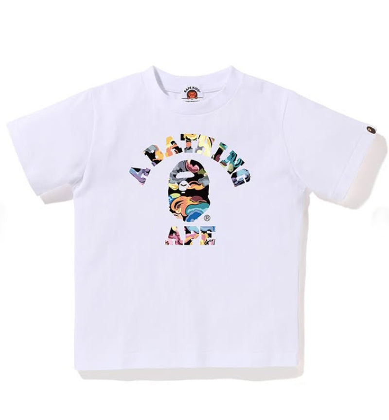 A BATHING APE BAPE KIDS ART CAMO COLLEGE TEE