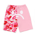 A BATHING APE BAPE KIDS ABC CAMO MILO FACE SWEAT SHORTS