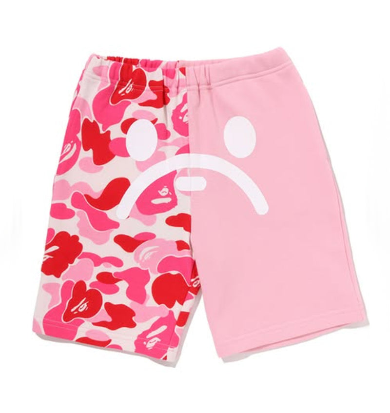 A BATHING APE BAPE KIDS ABC CAMO MILO FACE SWEAT SHORTS