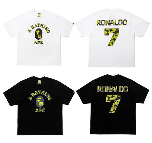 A BATHING APE BAPE x CR7 LIFE GRAPHIC REFLECTION CAMO COLLEGE RELAXED FIT TEE