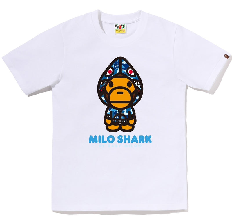 A BATHING APE Ladies' ABC CAMO MILO SHARK FZH TEE