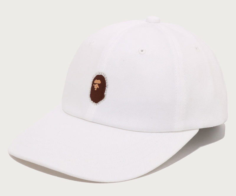 A BATHING APE Ladies' CRYSTAL STONE APE HEAD PANEL CAP