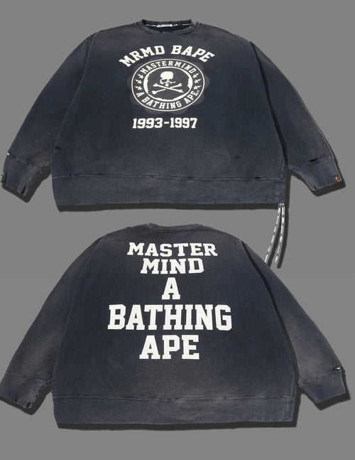 A BATHING APE BAPE x mastermind JAPAN VINTAGE EFFECT CREWNECK