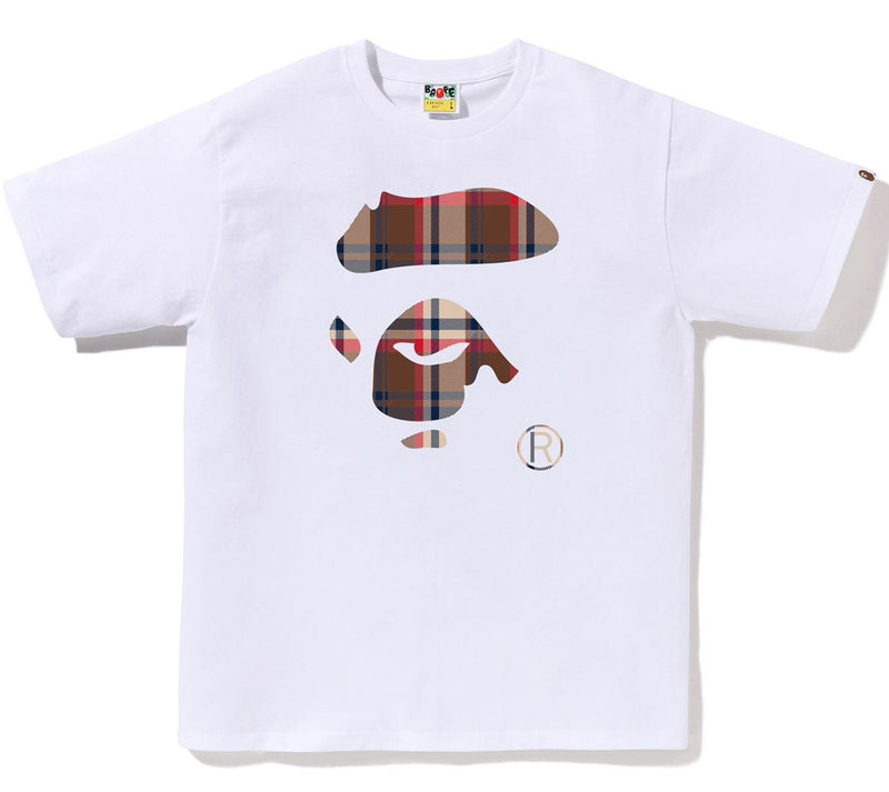 A BATHING APE BAPE CHECK APE FACE TEE