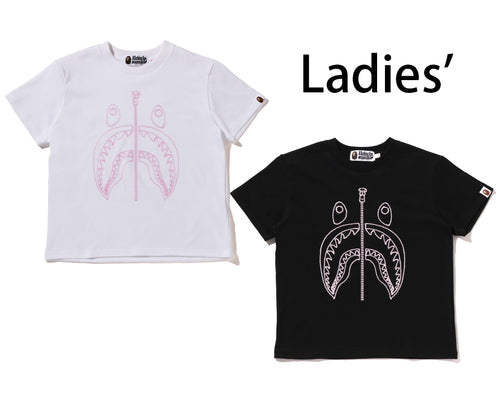 A BATHING APE Ladies' CHAIN STITCH SHARK MINI TEE