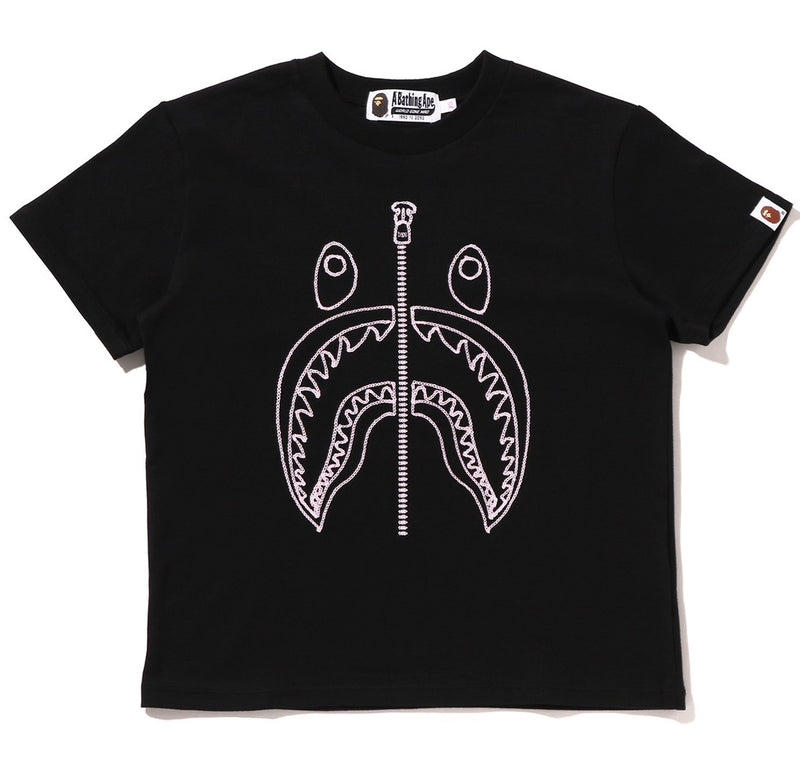 A BATHING APE Ladies' CHAIN STITCH SHARK MINI TEE