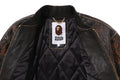 A BATHING APE MULTI LOGO QUILTED LEATHER BOMBER JACKET