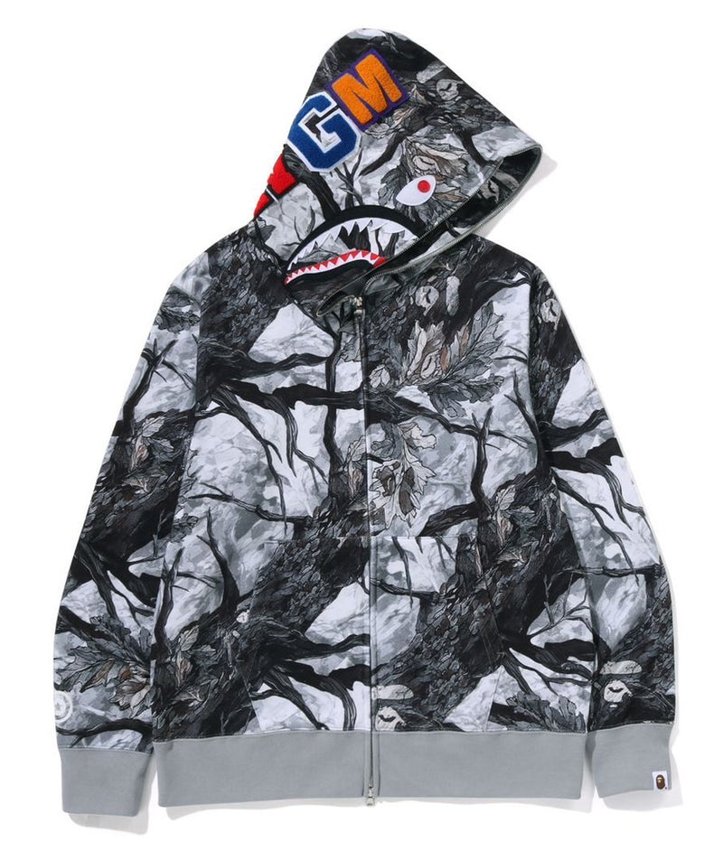 A BATHING APE TREE EDGE CAMO SHARK FULL ZIP HOODIE