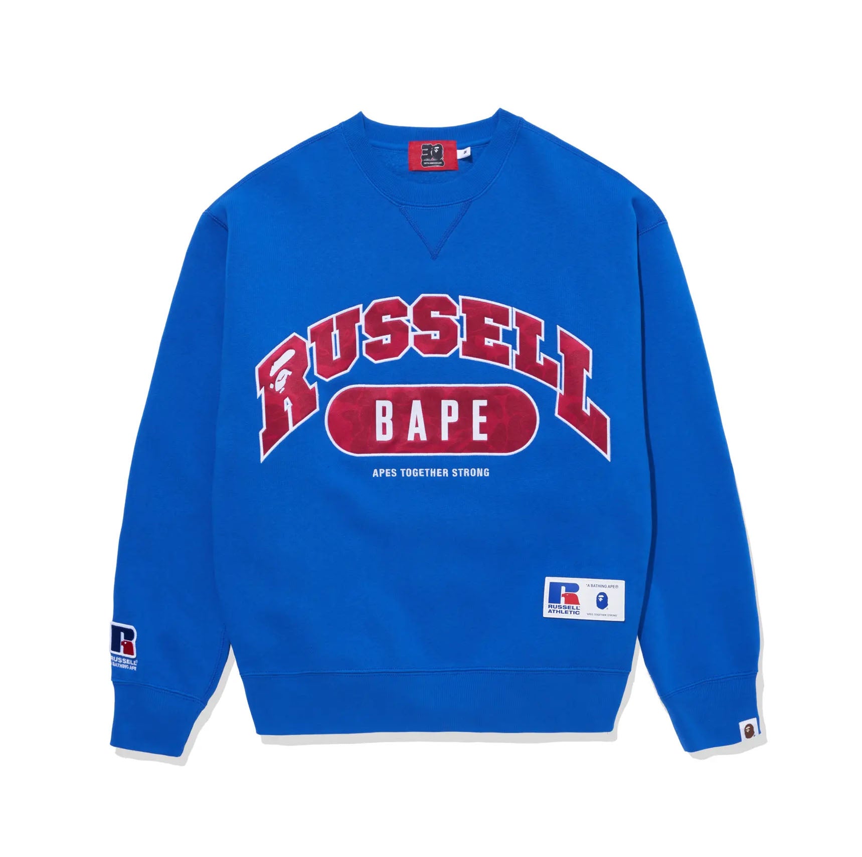 A BATHING APE BAPE x RUSSELL CREWNECK SWEATER happyjagabee store