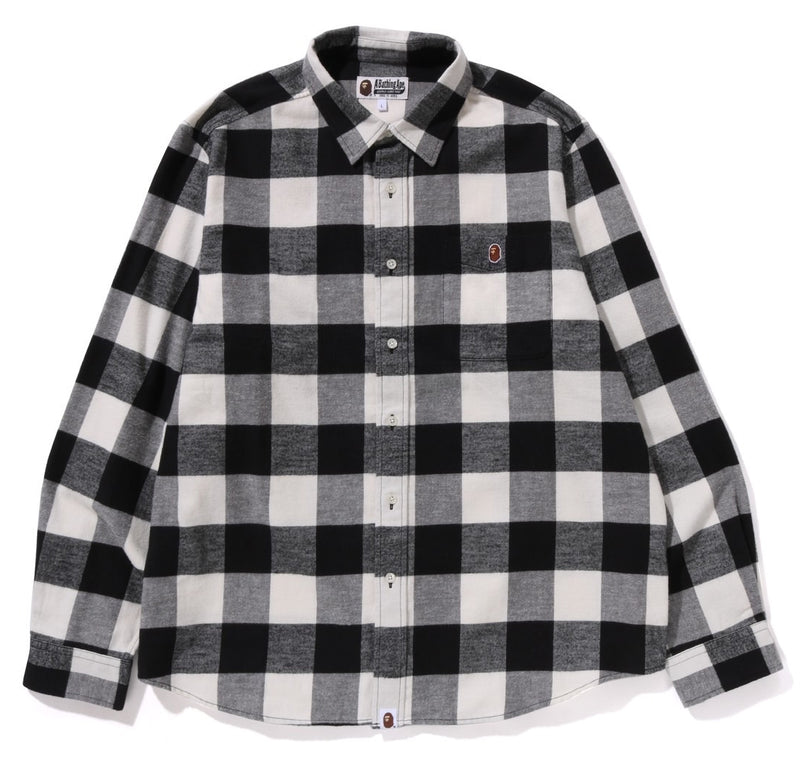 A BATHING APE COLLEGE BLOCK CHECK RELAXED FIT SHIRT