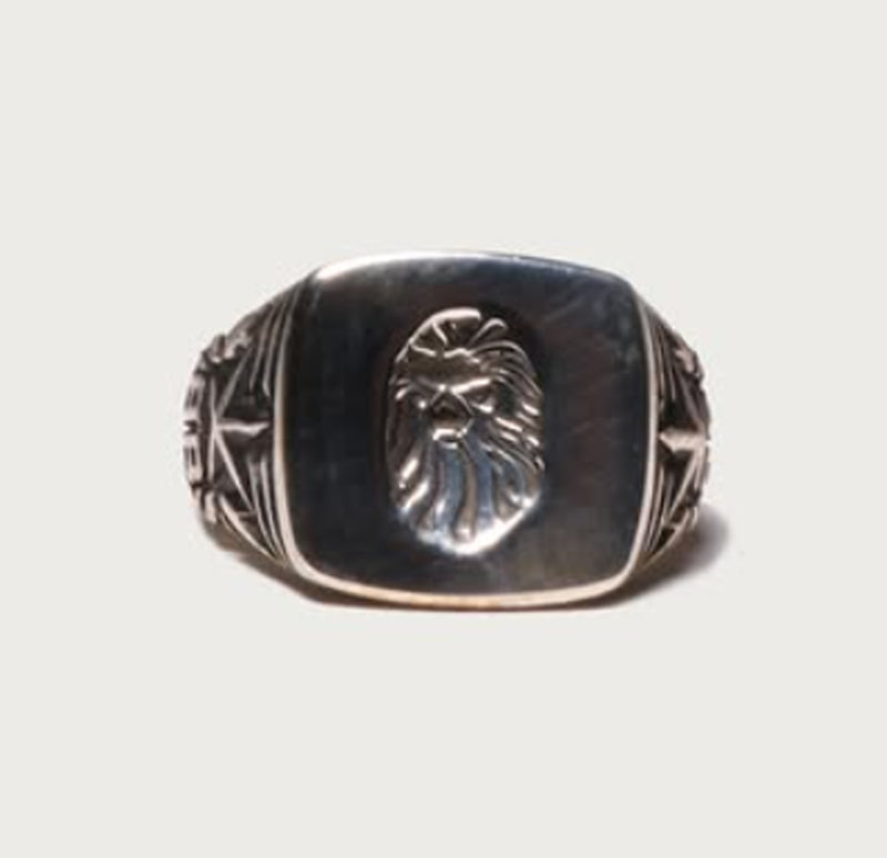 A BATHING APE BAPE BLACK ITEM #1 MAD FACE SIGNET RING