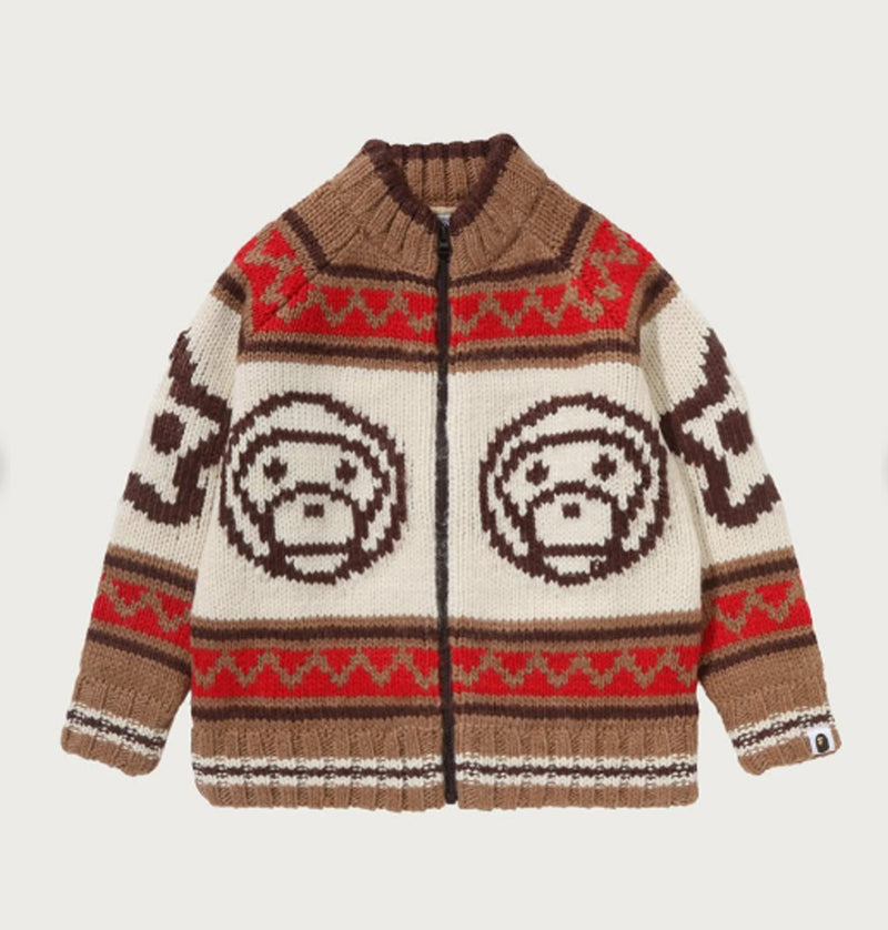 A BATHING APE BAPE KIDS BABY MILO WOOL MIX COWICHAN CARDIGAN